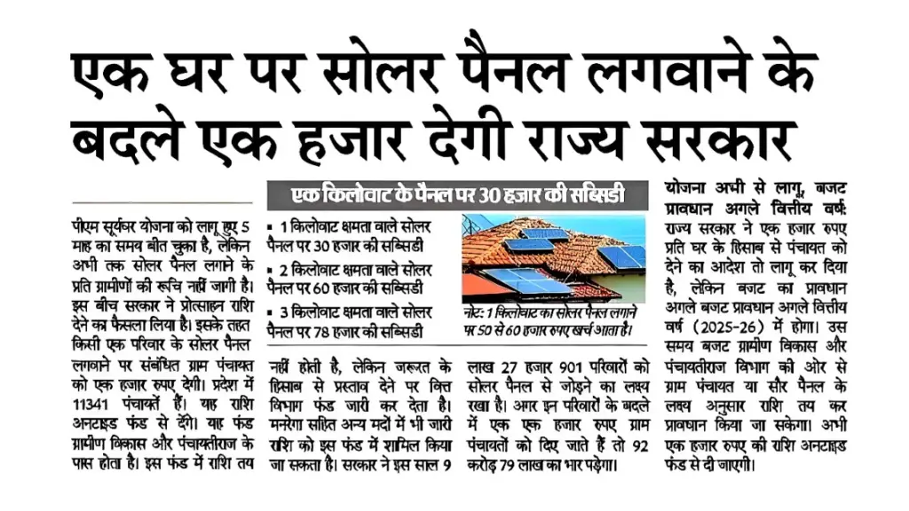 Solar Rooftop Subsidy Yojana 2025 का फॉर्म भरना शुरू – अब घर बैठे बिजली बिल से छुटकारा पाएं!